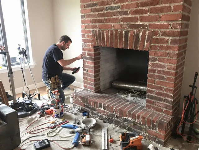 Cheshire Chimney Sweep specialist finalizing chimney liner service in Cheshire, CT