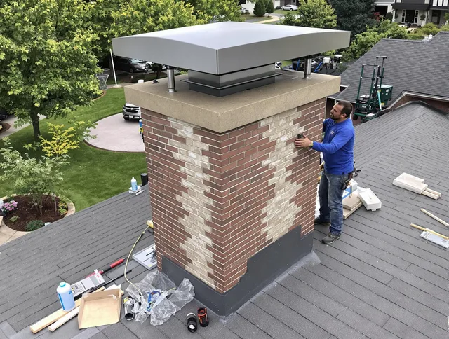 Cheshire Chimney Sweep team working on a custom chimney remodel in Cheshire, CT