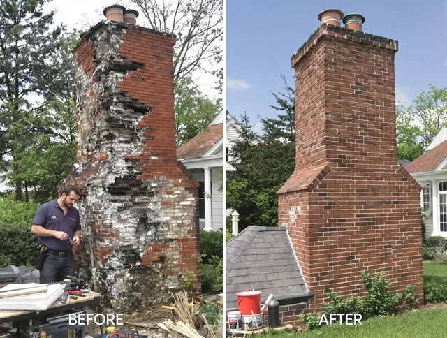 Cheshire Chimney Sweep performing a full chimney restoration in Cheshire, CT