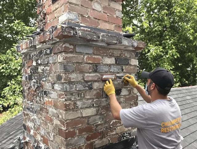 In-progress chimney restoration by Cheshire Chimney Sweep in Cheshire, CT