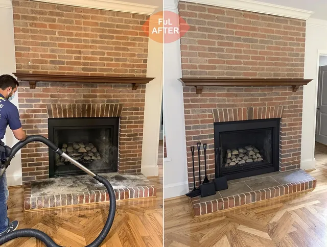 Cheshire Chimney Sweep carefully sanitizing a fireplace in Cheshire, CT